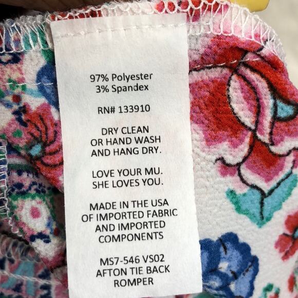 Show me Your Mumu Afton Tie-Back Romper in Bright Floral Stretch NEW - Picture 4 of 5